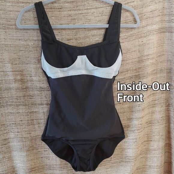 Speedo Endurance Black Swimsuit One Piece Ruched Tummy Control Womens 6 Small - Picture 4 of 11